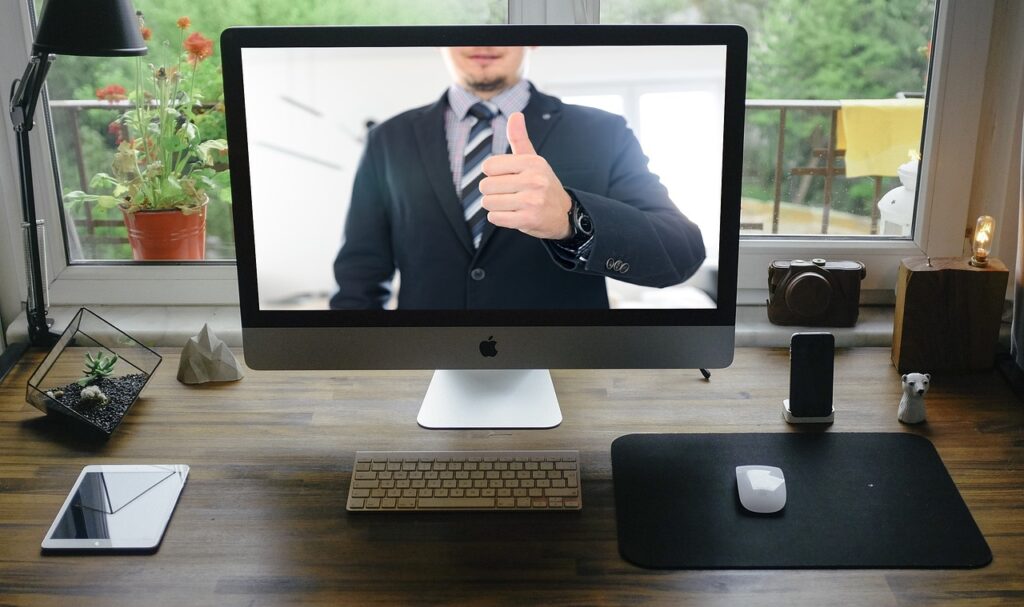 online, meeting, virtual, skype, zoom, video, conference, videoconference, webinar, remote, working, work, from, home, computer, businessman, thumbs up, desk, video, video, video, webinar, webinar, webinar, webinar, webinar, thumbs up